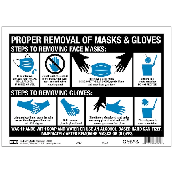 Hy-Ko Proper Removal Personal Protective Equipment Sign 8.5" x 12", 10PK A90160 - main